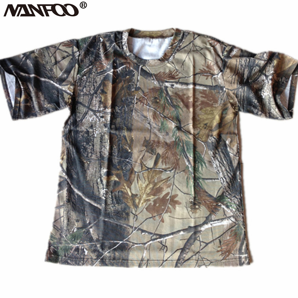 Hunting And Outdoor Shows - 男性用の通気性のある半袖Tシャツ,ラウンドネックシャツ,カモフラージュ,狩猟,釣り,アウトドア,スポーツ,コットン