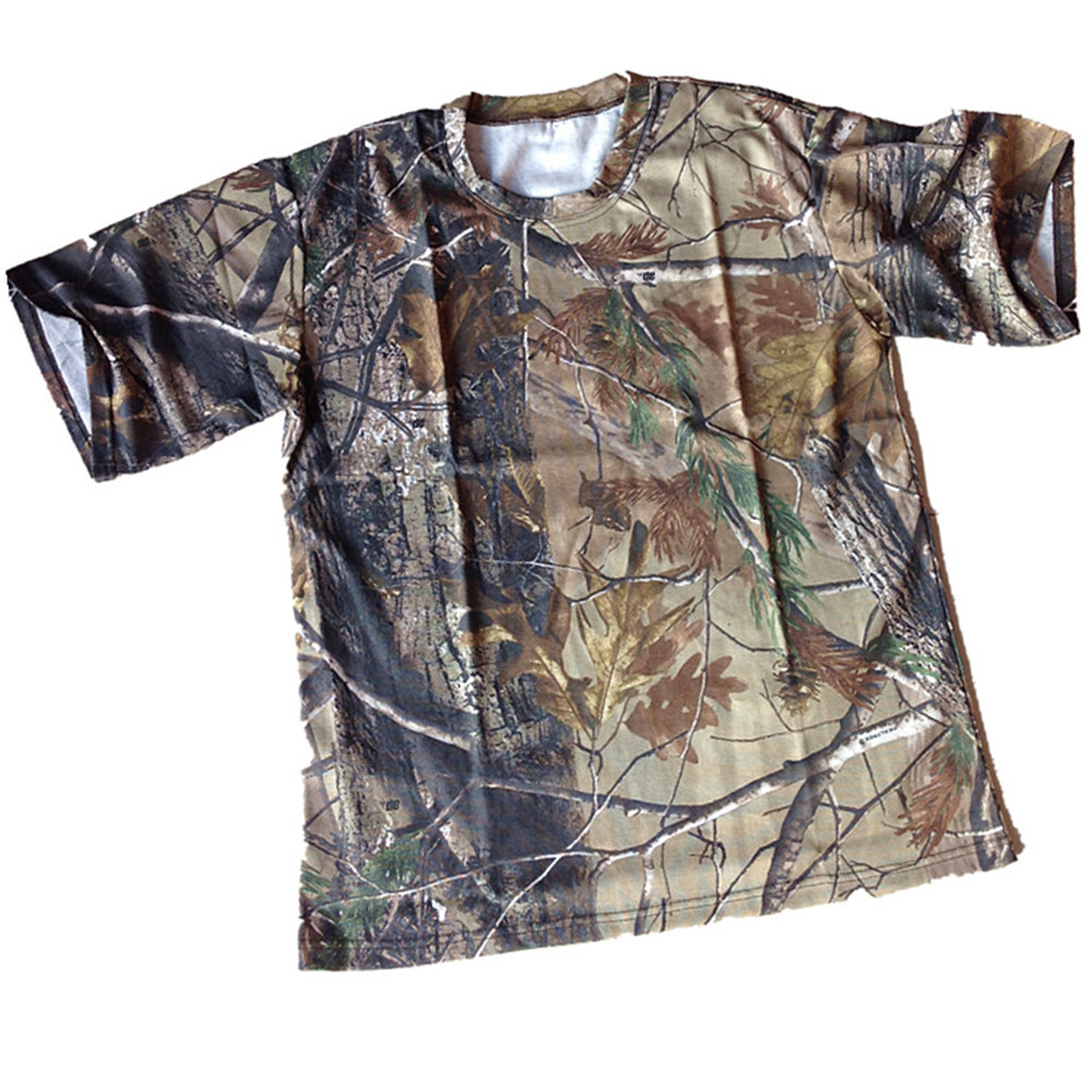 男性用の通気性のある半袖Tシャツ,ラウンドネックシャツ,カモ - Hunting And Outdoor Shows のレビューと価格