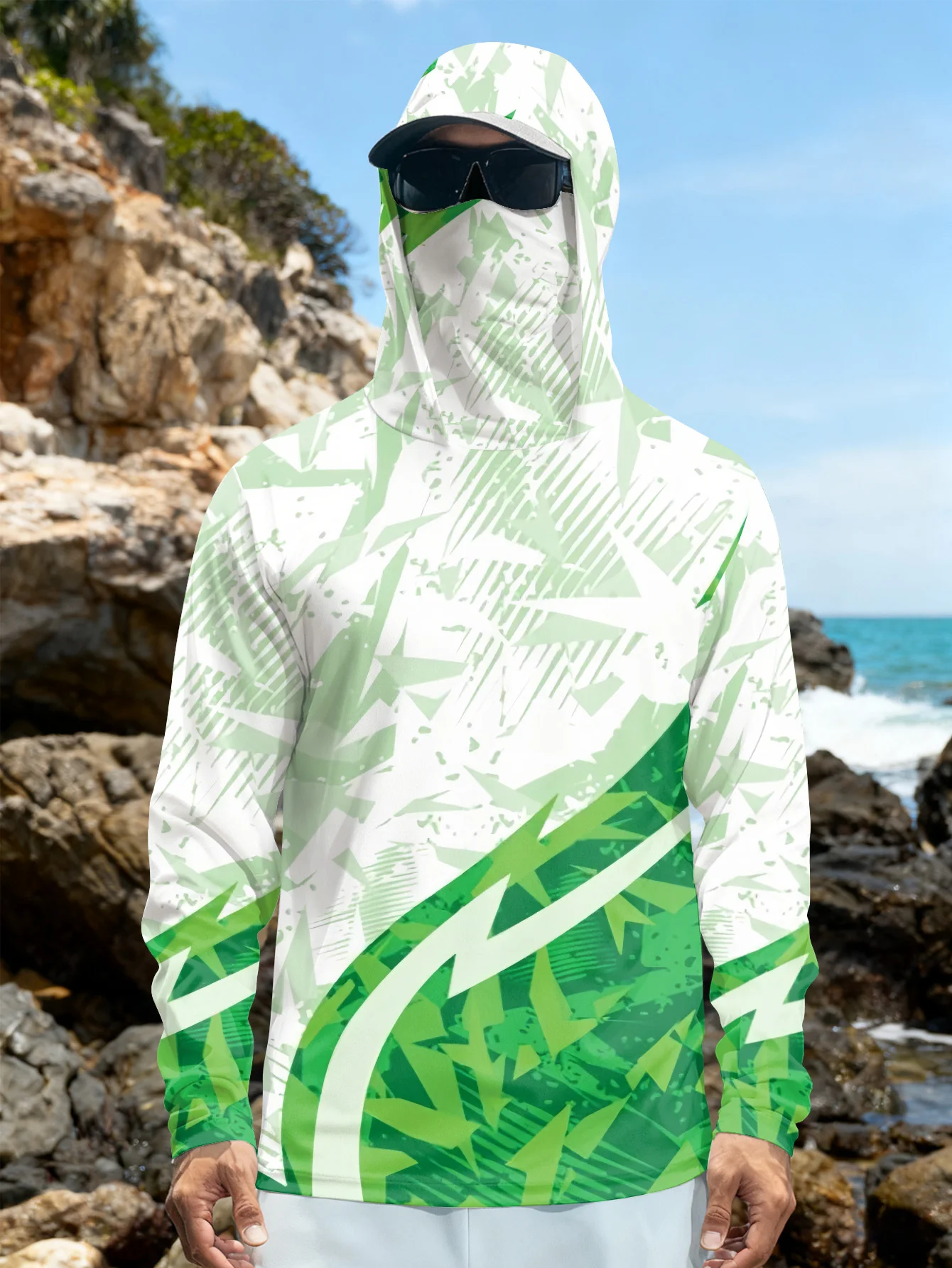 メンズ用フィッシングシャツ、フード付き、UPF（紫外線防御指 - Outdoor Hunting Prints のレビューと価格