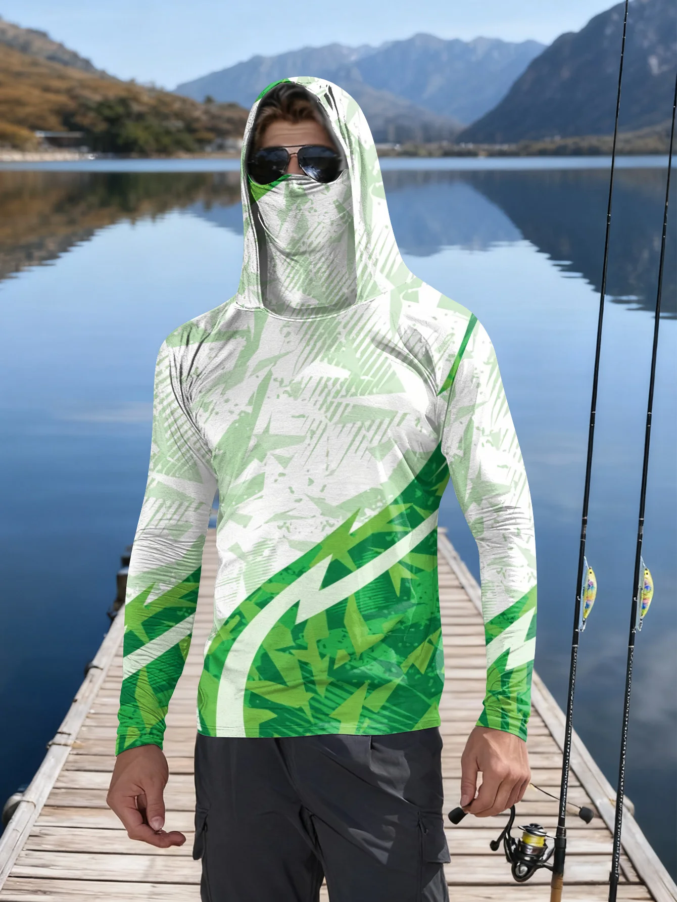 メンズ用フィッシングシャツ、フード付き、UPF（紫外線防御指 - Outdoor Hunting Prints のレビューと価格