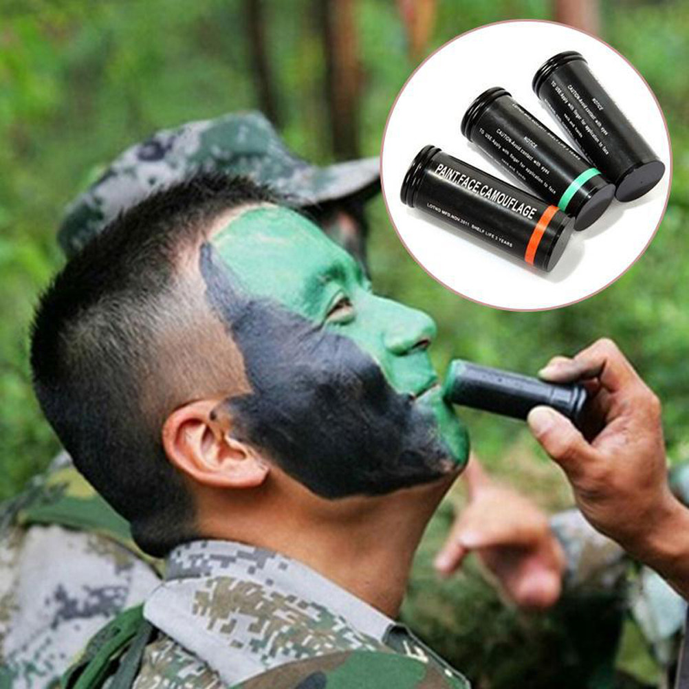 3本セットのミリタリー風フェイスペイント、迷彩柄のペイントス - Camo Face Paint のレビューと価格