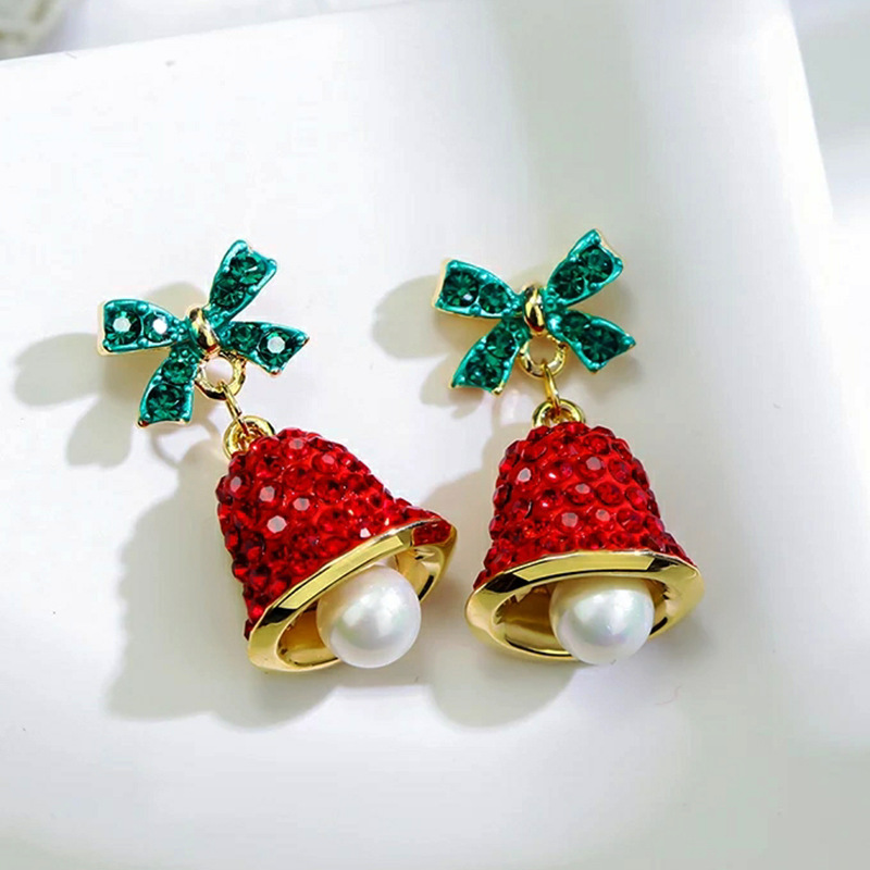 ファッションクリスマスグリーンちょう結びベルペンダントイヤリ - Elk Bugle Call のレビューと価格