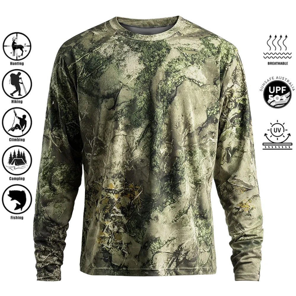 メンズ長袖Tシャツ、ポリエステル素材、3Dプリント迷彩柄、U - Outdoor Hunting Prints のレビューと価格